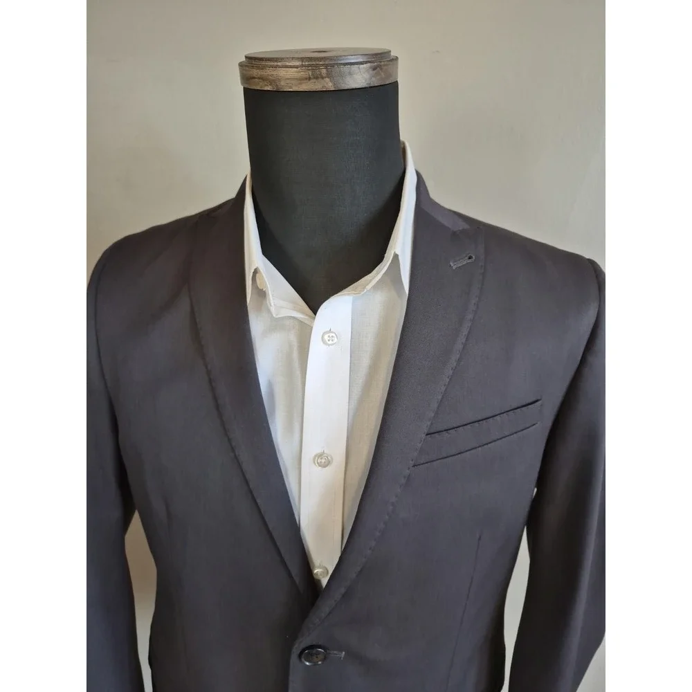 Egara Mens Extreme Slim Fit Sports Coat 40S Charcoal Gray 2 Button Blazer